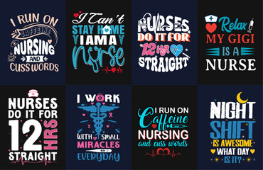 Nursing Tee Collections - Stylish Designs for Healthcare Heroes, nursing t-shirt design, typography, merchandise design, vector template, ready for print, poster, shirts