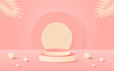 3d podium room. Realistic 3d room with  podium. Product presentation, mockup, show cosmetic product, Podium, stage pedestal or platform.