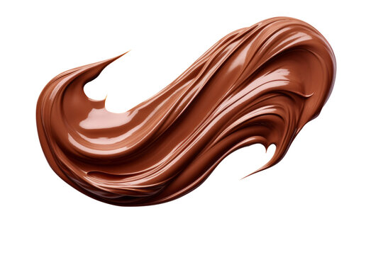 Smear of tasty chocolate paste on white background, top view.generative ai
