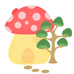 cartoon mushroom house