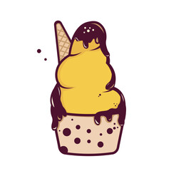 Ice Cream vector logo. Gelato character design