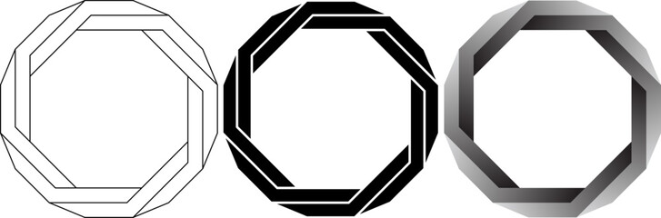 Regular octagon impossible shape icon set