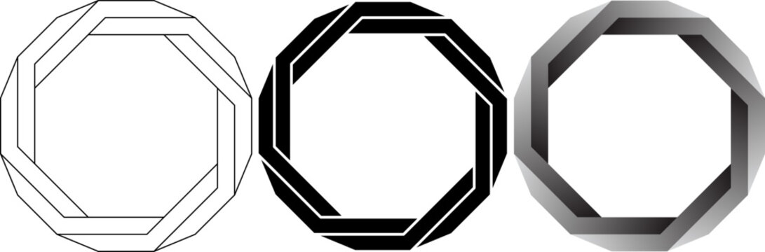 Regular octagon impossible shape icon set