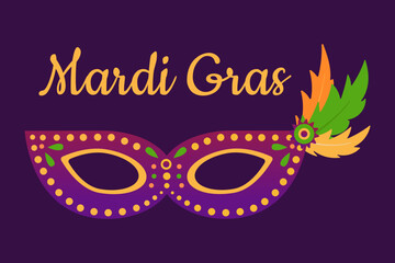 Fototapeta na wymiar Carnival Mask, Mardi gras carnival party element. Fat tuesday, carnival, festival. For design of postcards, greeting card, banner, gift packaging, poster, paper, wallpaper