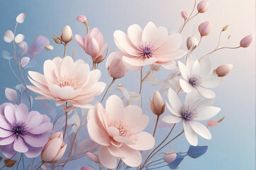 Beautiful Magnolia flowers in soft pastel colors and blur style for abstract floral background.