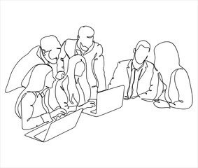 Continuous one line drawing of happy family. Vector illustration.
