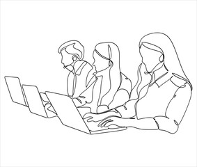 Continuous one line drawing of happy family. Vector illustration.