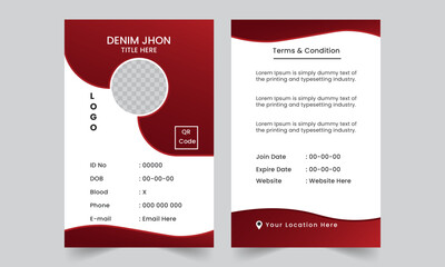 corporate Modern and simple business id card design. Employee Id card for your company. Professional employee identity badge with man avatar Office Id card,school id card Design.