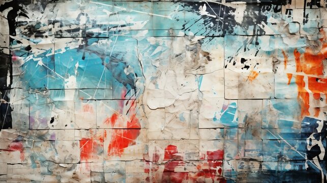 An Explosion of Colors: Abstract Painting with Vibrant Blues, Reds, and Whites