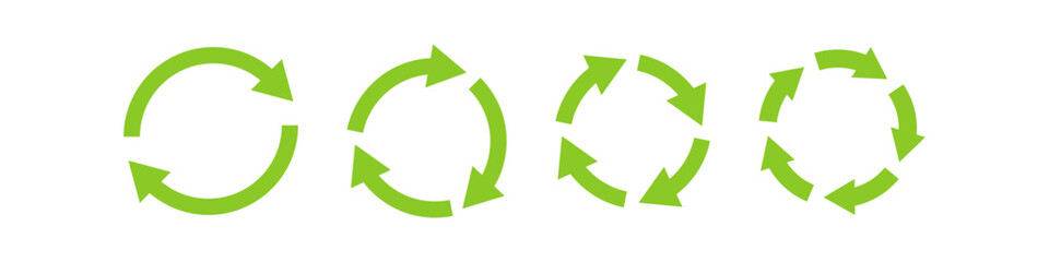 Recycle vector icon set. Arrows recycles eco green symbol.
