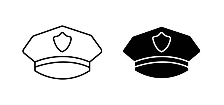 Police officer cap vector icon set. vector illustration
