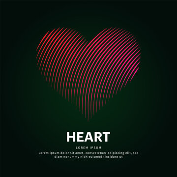 simple logo heart Illustration in a linear style. Abstract line art heart Logotype concept icon. Vector logo heart color silhouette on a dark background. EPS 10