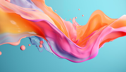 Abstract minimalistic wallpaper with splashing wave of paint in bright colors. Viscous liquid.