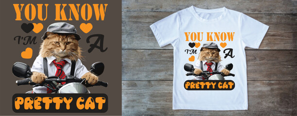 cute cat t-shirt desing,cat t-shirt desing with a hat and bike,cat t-shirt desing
