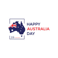happy australia day celebration map decoration national independence logo design graphic vector