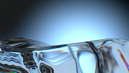 Blue Crystal Cool and refreshing refraction and reflection Elegant and modern 3D Rendering abstract background