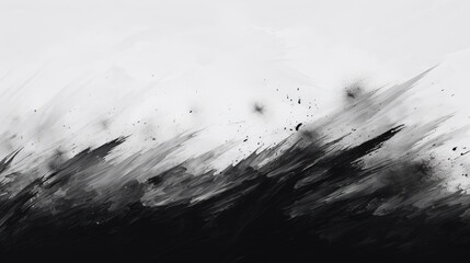 Black and white abstract paint brush wallpaper. 4k background with paint splatters, brushstrokes, clean minimal textured wallpaper - obrazy, fototapety, plakaty