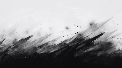 Fototapeten Black and white abstract paint brush wallpaper. 4k background with paint splatters, brushstrokes, clean minimal textured wallpaper © Boraryn