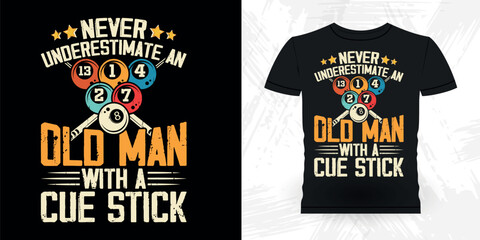 Funny Billiards Game Gift Retro Vintage Pool Player T-shirt Design © Tee_expert