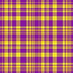 Purple Yellow Tartan Plaid Pattern Seamless. Checkered fabric texture for flannel shirt, skirt, blanket

