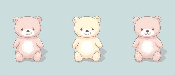 Hand drawn funny teddy bear cartoon pastel color isolated background. AI generated image