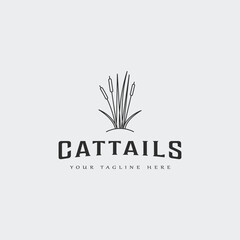 cattails line art logo vector illustration template graphic design