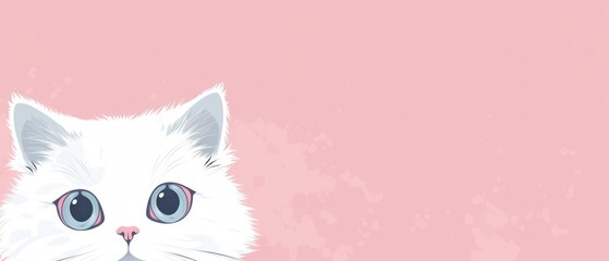 Hand drawn kitty or cat cartoon on pastel color background. AI generated