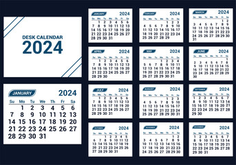 2024 Calendar design vector vertical wall or pocket calendar