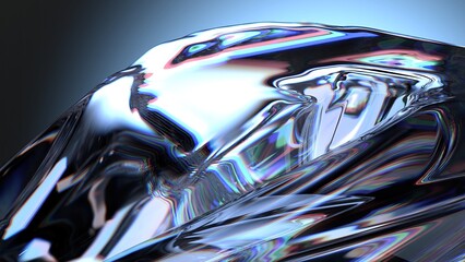 Blue Crystal Cool Mysterious Refraction and Reflection Elegant Modern 3D Rendering Abstract Background
