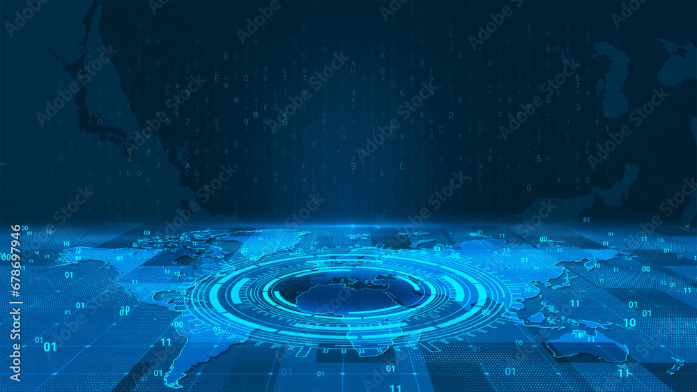Sticker digital world business data technology world background