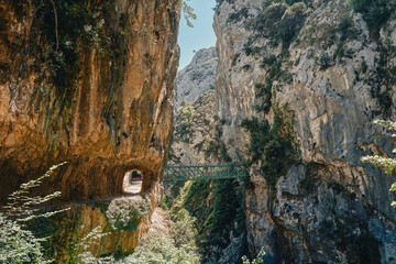 Cares route located between the province of León and Asturias, in the Picos de Europa national park. In Asturias, Spain.