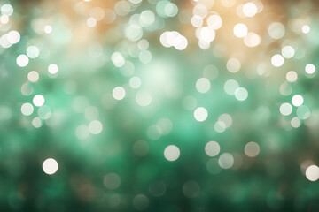 Abstract blur bokeh banner background. Silver bokeh on defocused green background
