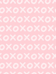 Seamless vector pattern with xoxo text. Valentine's day background, cover template. 