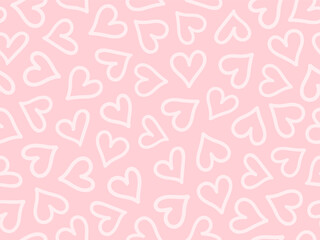 Seamless vector pattern with hand drawn hearts. Valentine's day background, cover template.  