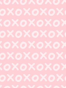 Seamless vector pattern with xoxo text. Valentine's day background, cover template. 