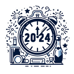 Fototapeta na wymiar 2024 new year clock icon