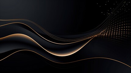 free photos golden yellow luxury lines curves on black background.generative AI - Powered by Adobe