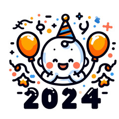 2024 celebration card with kid on the top