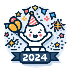 2024 new year, christmas card with child