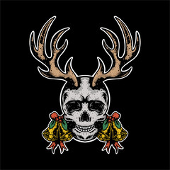reindeer antler skull with christmas bells