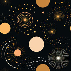 Cosmic Circles Abstract in Golden Hues

