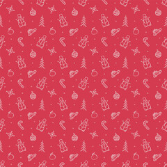 Naklejka premium Seamless christmas pattern. New year background. Doodle illustration with christmas and new year icons