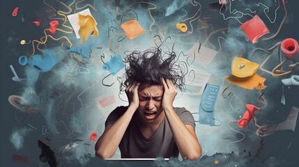 Acute stress disorder and emotional breakdown due to overwhelming study or work pressure. Intense burden of academic or professional demands.