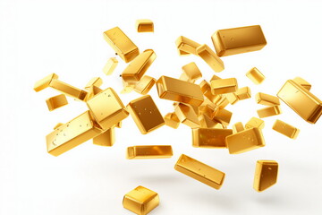 gold bard falling on white background