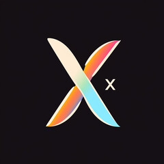 Minimalist style logo, the letter X is composed of abstract lines, flat 2D created with Generative Ai