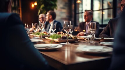 Restaurant interior with cutlery on the table - obrazy, fototapety, plakaty