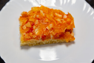 Traditional savory heart of palm pie with tall dough