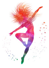 Sports dance of a young girl. Vector illustration. Sketch for creativity.