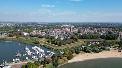 Fototapeta premium Bird's-Eye Bliss: Overlooking Gorinchem, the Picturesque Dutch City