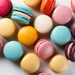 Fototapeta premium Assortment of Colorful Macarons on a White Background